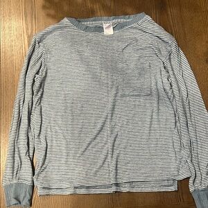 Stars Above Blue and White Striped Knit Top